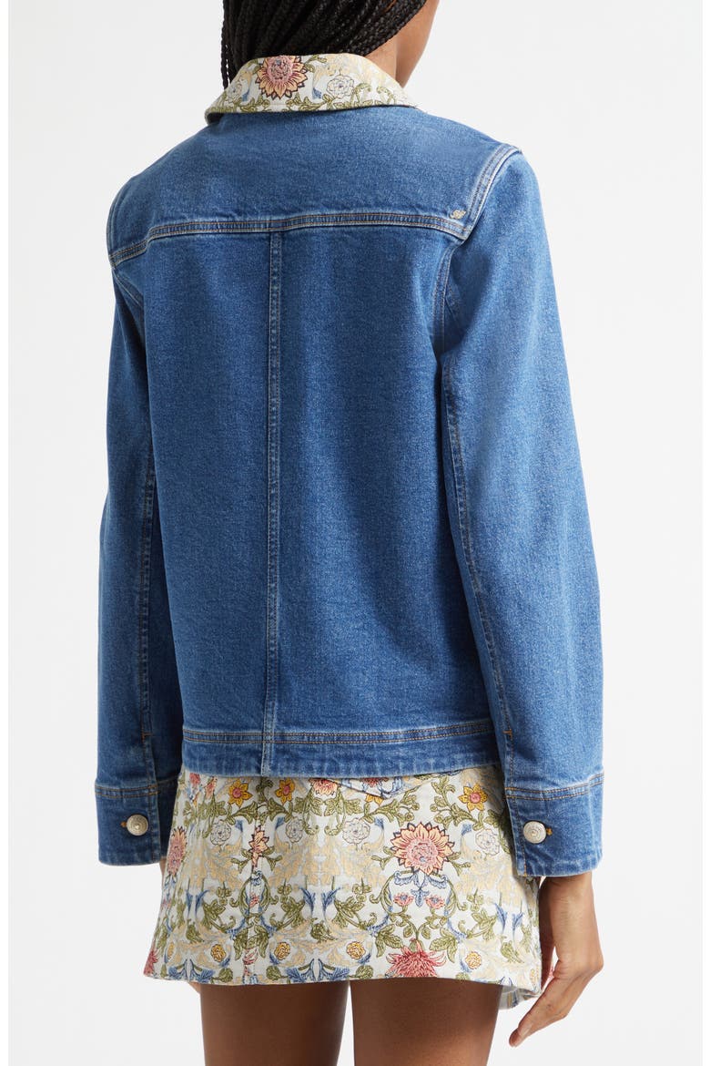 Dalton Floral Collar Stretch Denim Jacket, Alternate, color, SAPHIR MULTI