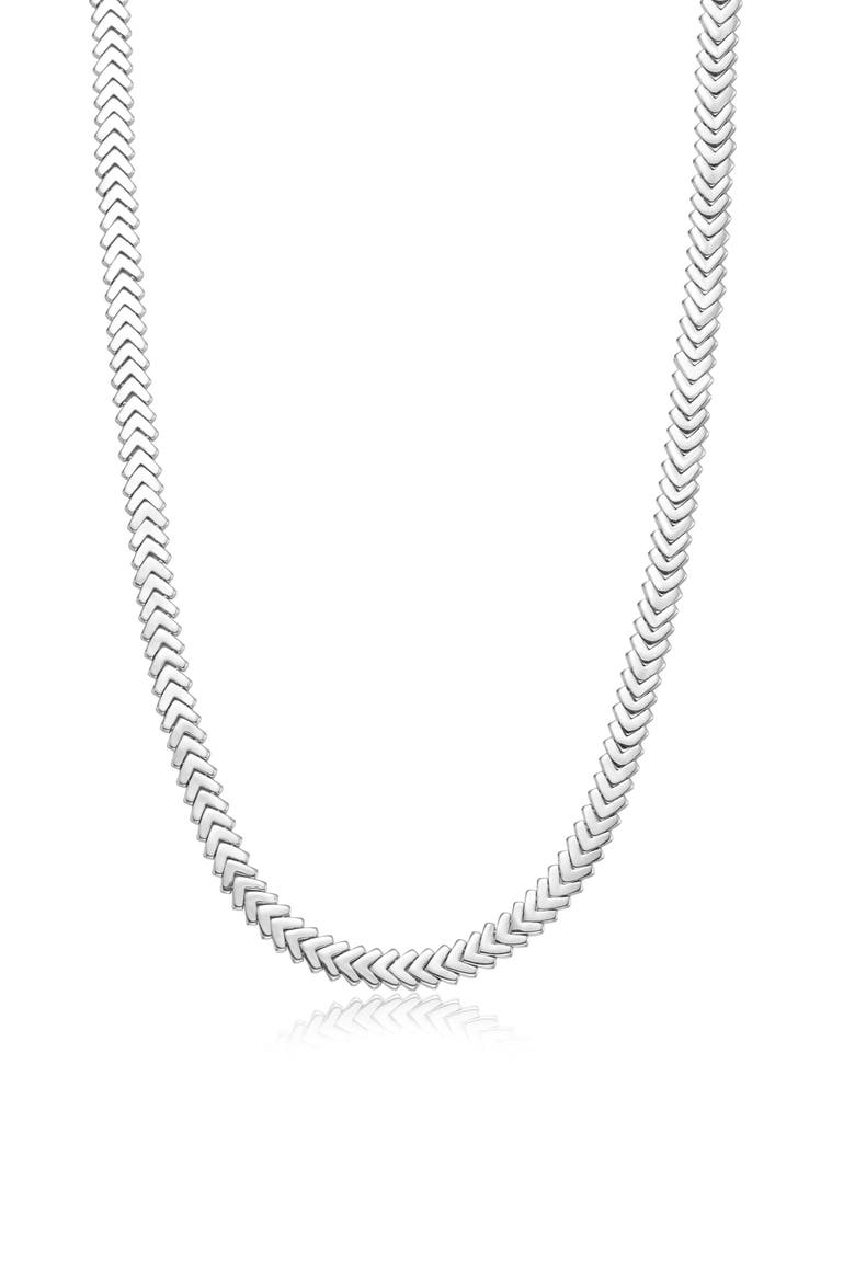 Kiara Chevron Chain Necklace, Main, color, SILVER