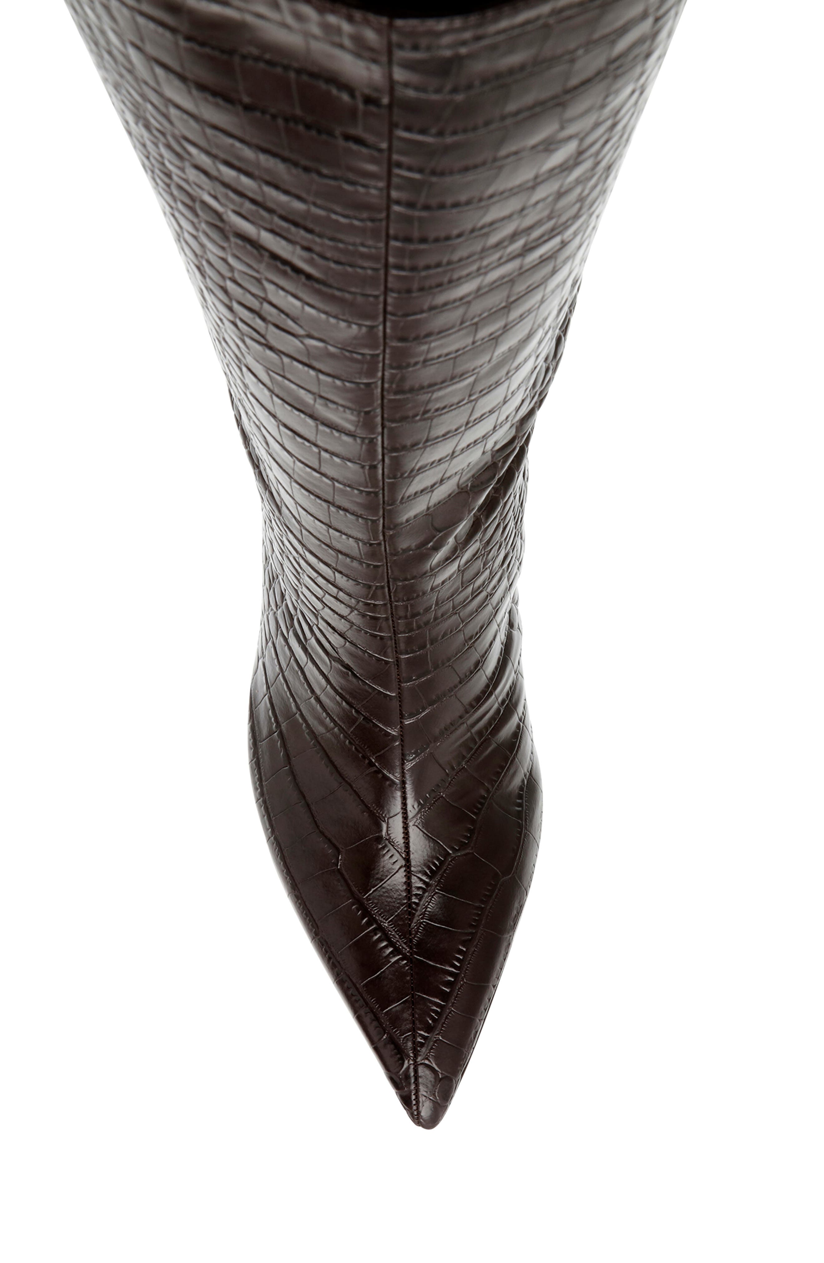 Lavan Pointed Toe Knee High Boot, Alternate, color, BRN CROC