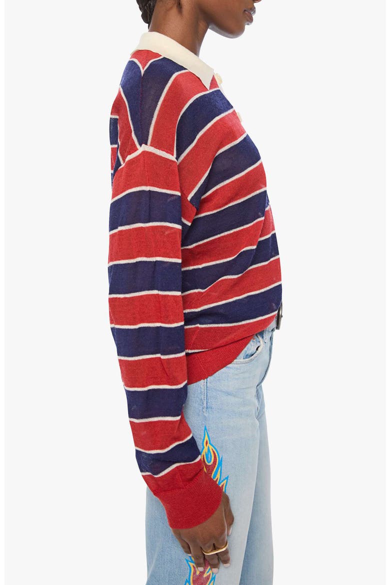 The Biggie Raquette Striped Wool Polo Sweater, Alternate, color, RED AND NAVY STRIPE