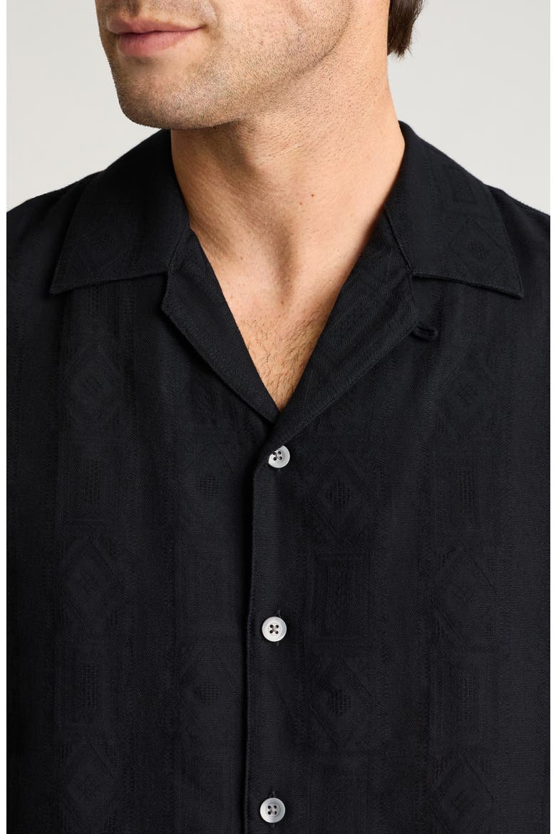 Riviera Cabana Shirt, Alternate, color, BLACK TEXTURE STRIPE COTTON