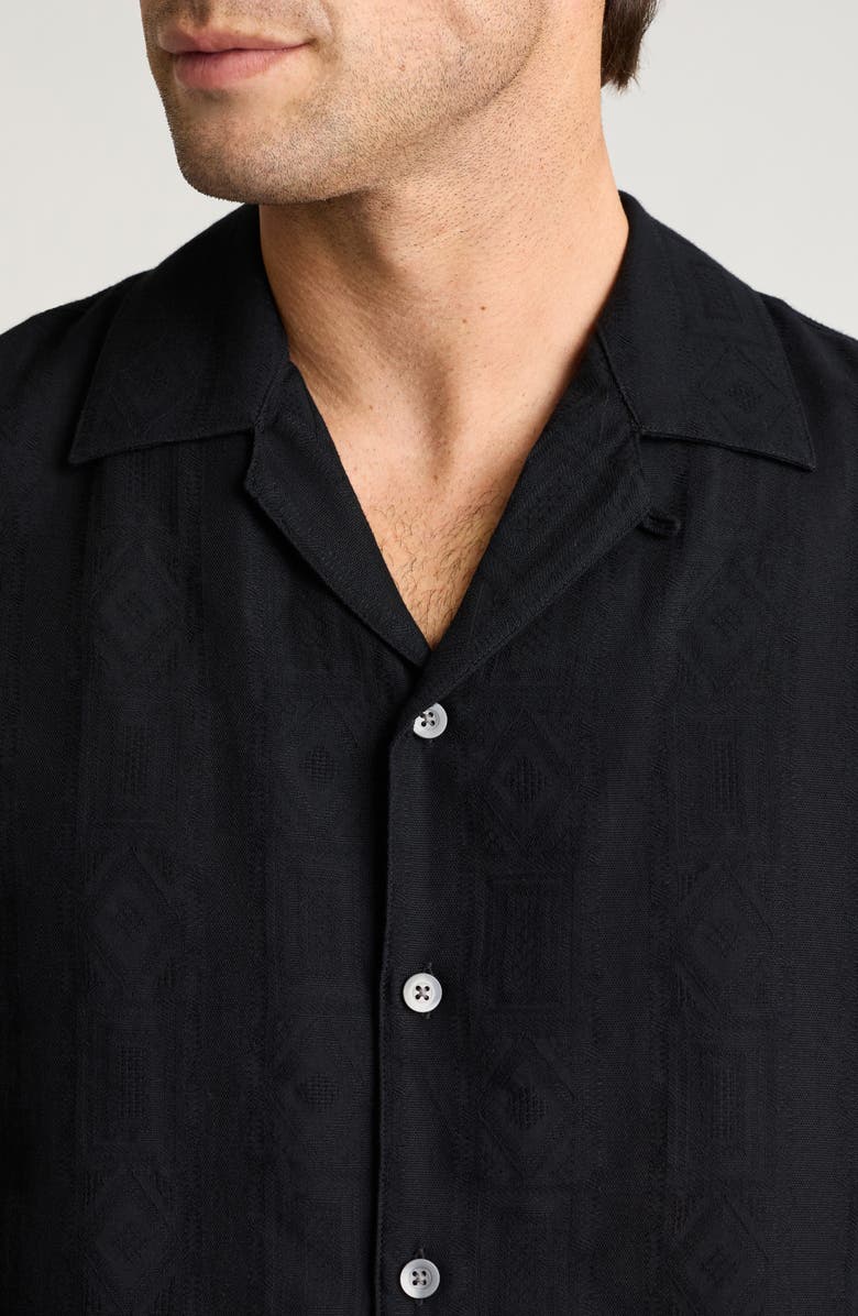 Bonobos Riviera Cabana Shirt, Alternate, color, Black Texture Stripe Cotton
