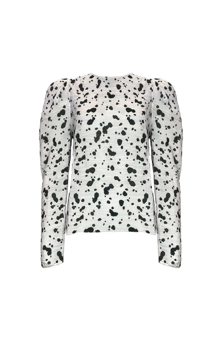 Ro&Zo Mono Dalmatian Print Puff Sleeve Blouse, Alternate, color, 