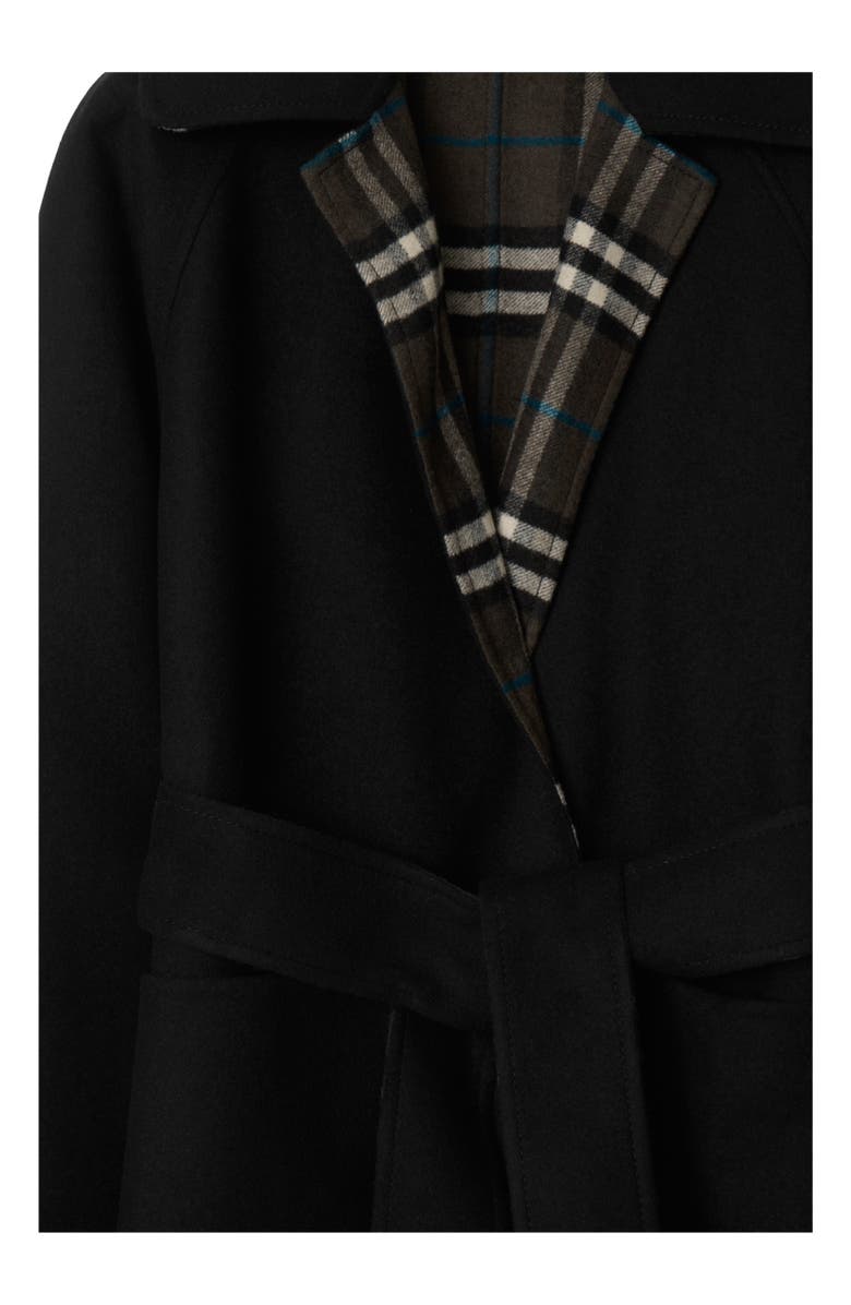 Burberry Reversible Wool Wrap Coat, Alternate, color, Black