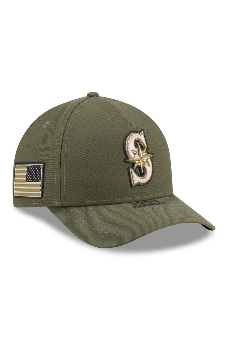 New Era Youth New Era Olive Seattle Mariners 2026 Armed Forces Day 9FORTY M-Crown Adjustable Hat, Main, color, Olive