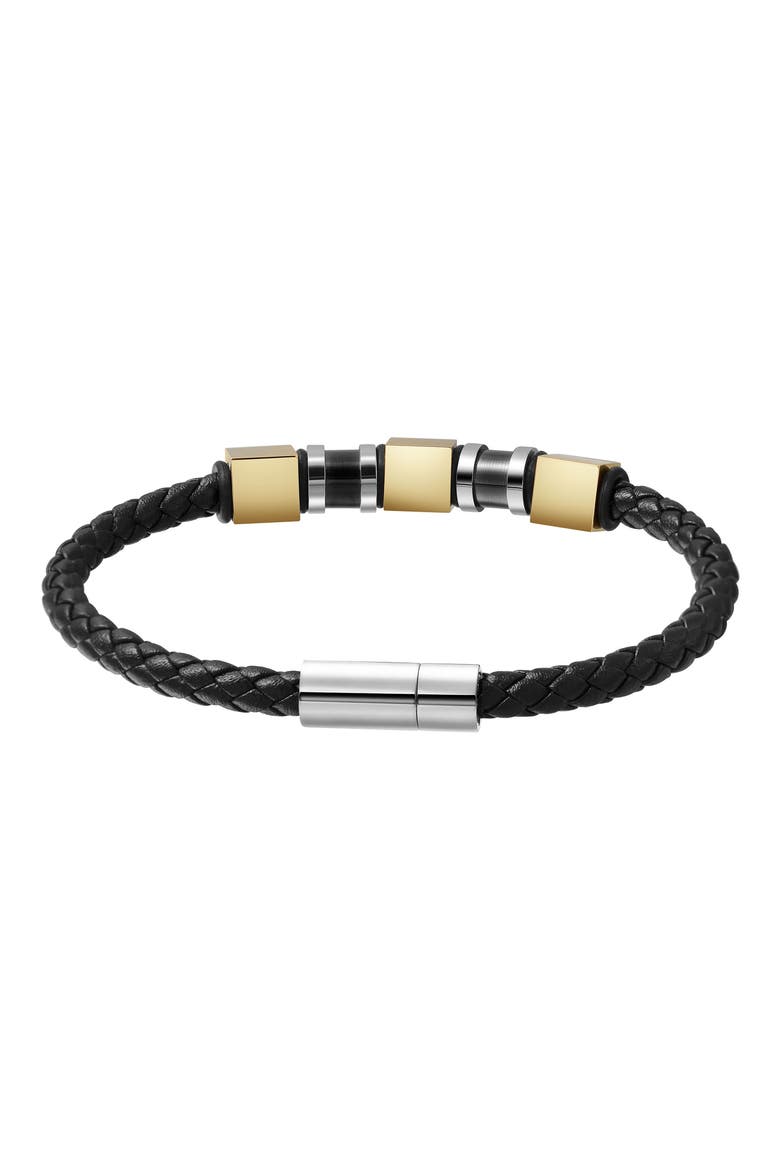 Men's Ornaments Leather Bracelet, Alternate, color, GOLD
