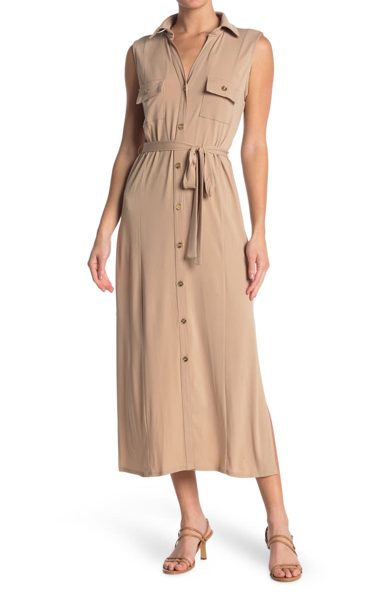 Nina Leonard Button Front Maxi Dress, Main, color, 