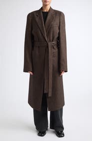 Maison Margiela Herringbone Wool Wrapped Coat