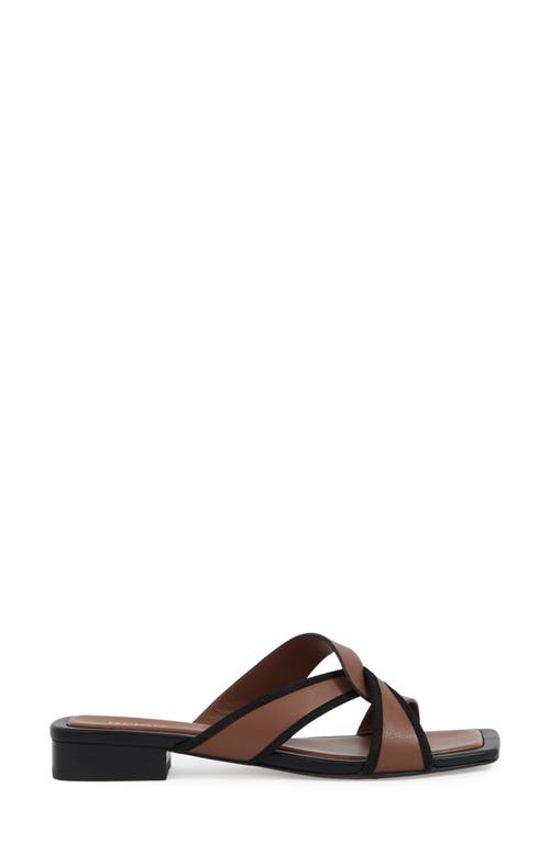 Reiss Tan Leather Link-strap Slip-on Sandals In Brown