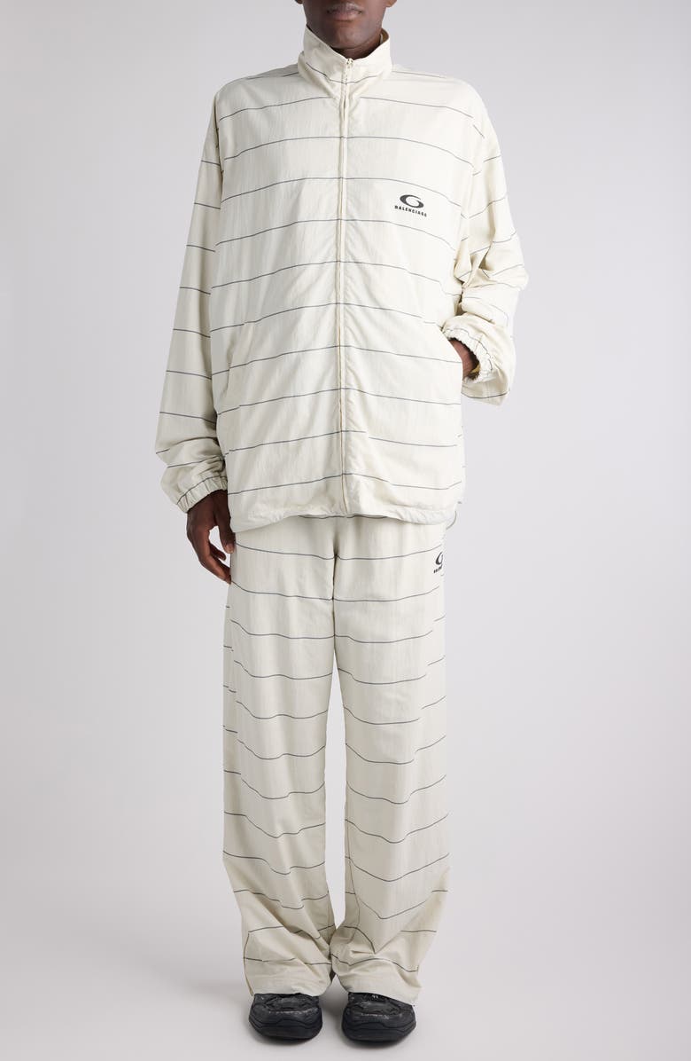Balenciaga Stripe Track Pants, Alternate, color, Dirty White/ Black