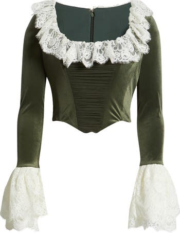 HOUSE OF CB Jacinda Ruffle Velvet Corset Top | Nordstrom