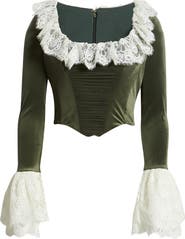 HOUSE OF CB Jacinda Ruffle Velvet Corset Top
