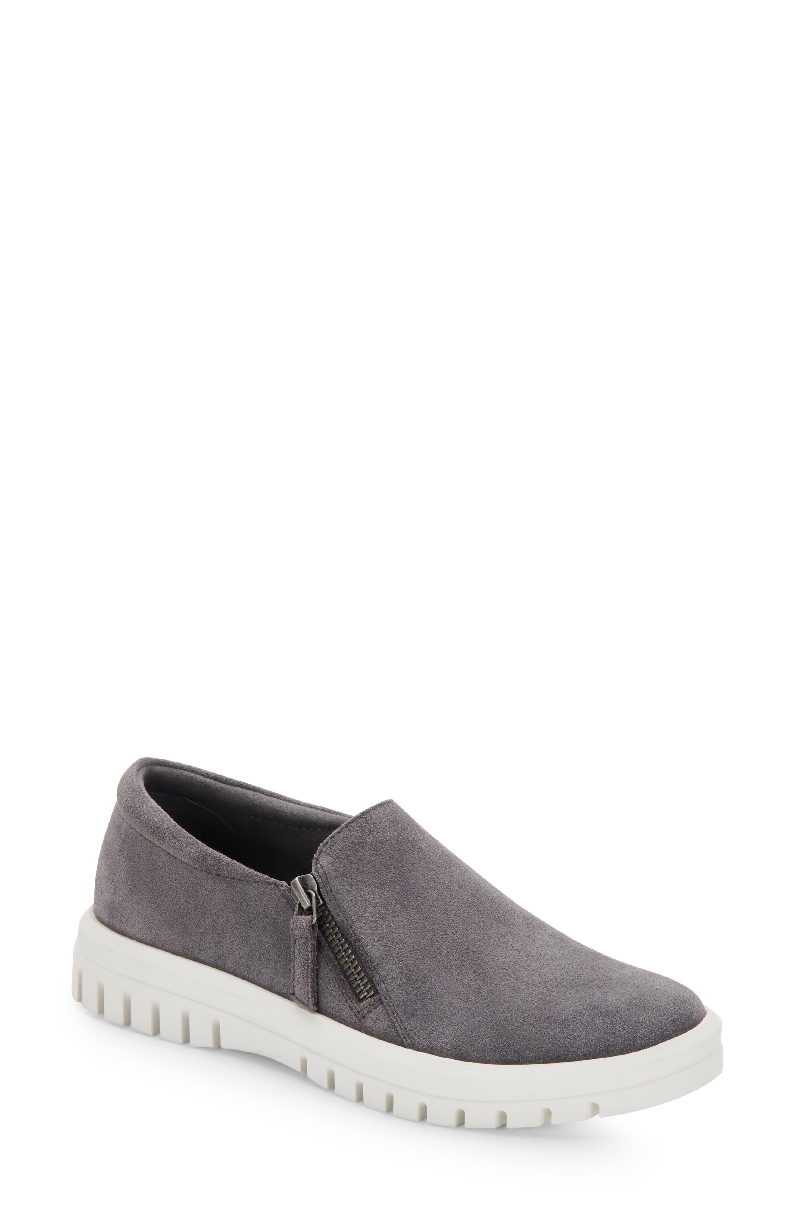 Faith Waterproof Slip-On Sneaker, Main, color, DARK GREY SUEDE