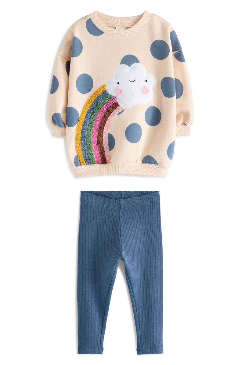 NEXT Kids' Spot Cloud Sweatshirt & Leggings Set, Main, color, 