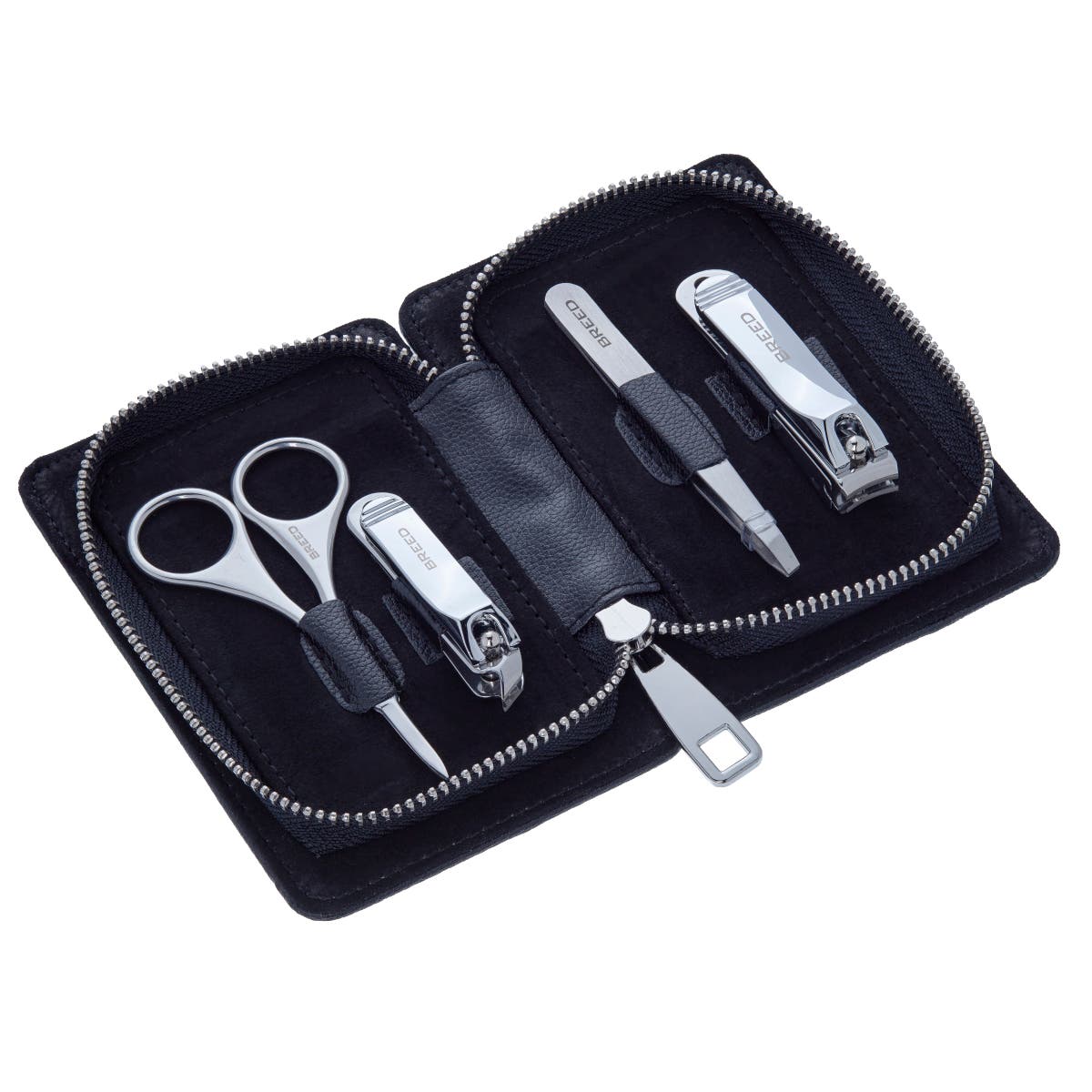 BREED Turbo 4 Piece Surgical Steel Groom Kit - Carbon Fiber Pattern Case in Black 