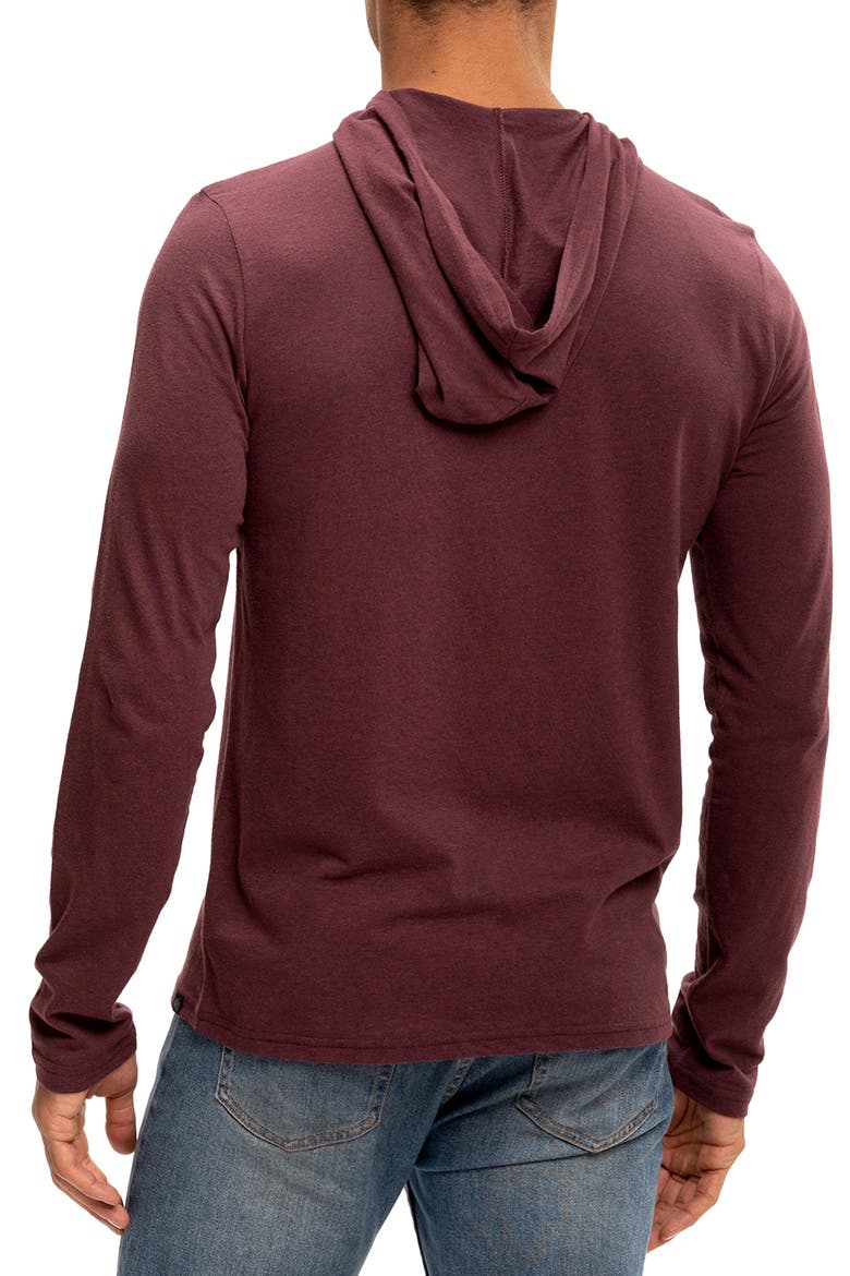 Long Sleeve Henley Hoodie, Alternate, color, MAROON RUST