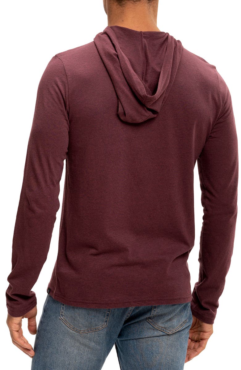 Threads 4 Thought Long Sleeve Henley Hoodie, Alternate, color, Maroon Rust
