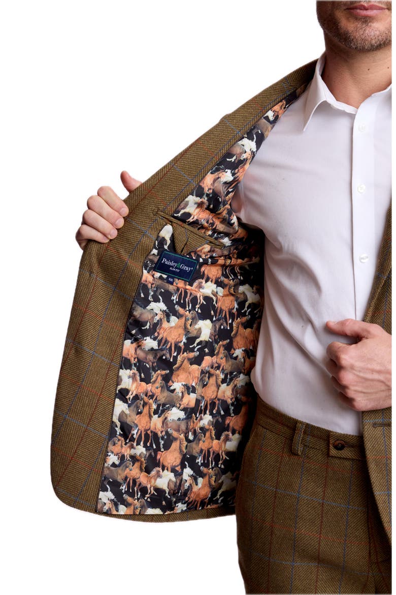 Dover Slim Fit Herringbone Windowpane Suit Jacket, Alternate, color, ARMY HERRINGBONE WINDOWPANE
