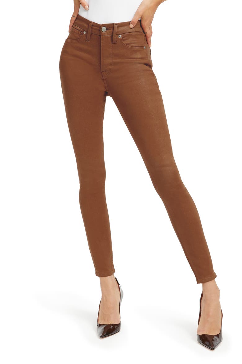 Good Legs Coated Skinny Jeans, Main, color, BURNT CARAMEL002