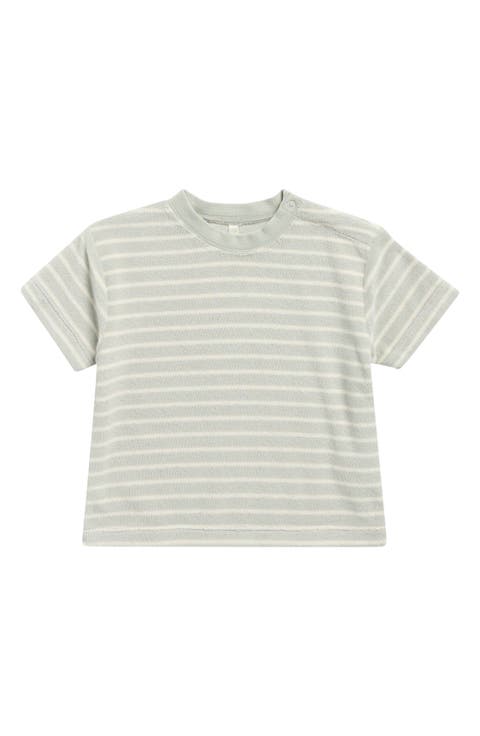 Seafoam Stripe Cotton Blend Terry T-Shirt (Baby)
