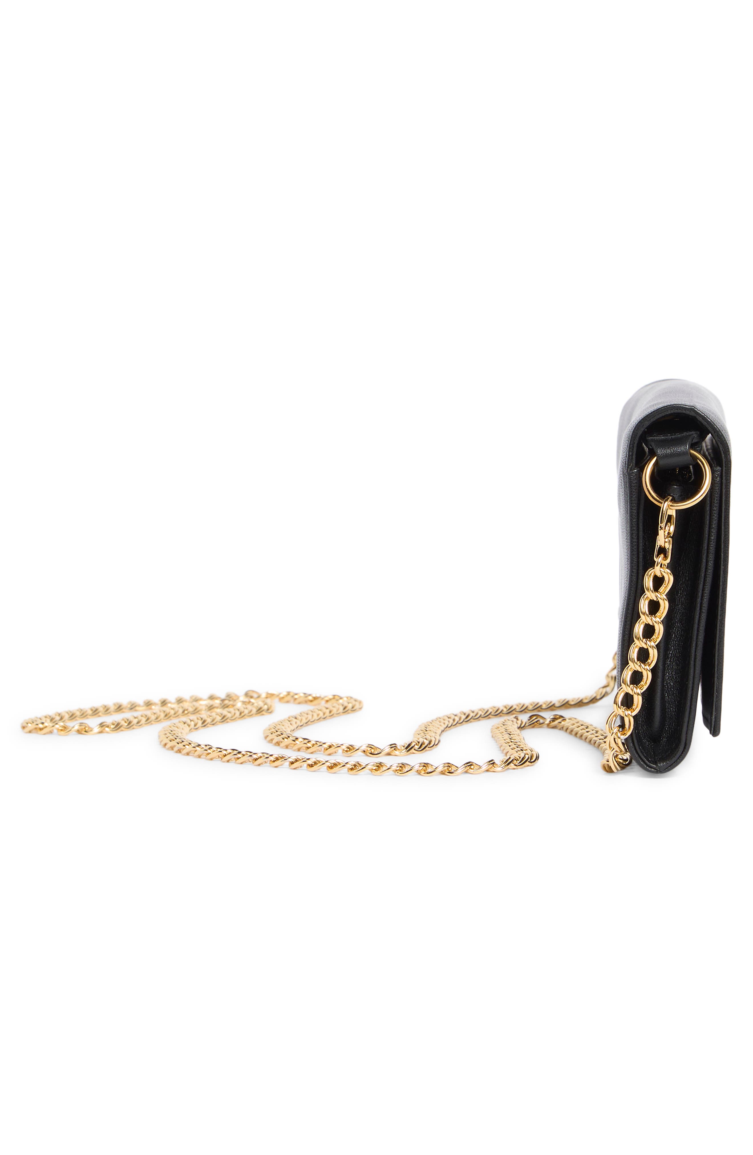 Paris Leather Wallet on a Chain, Alternate, color, BLACK