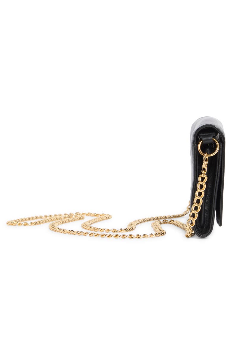 Longchamp Paris Leather Wallet on a Chain, Alternate, color, Black
