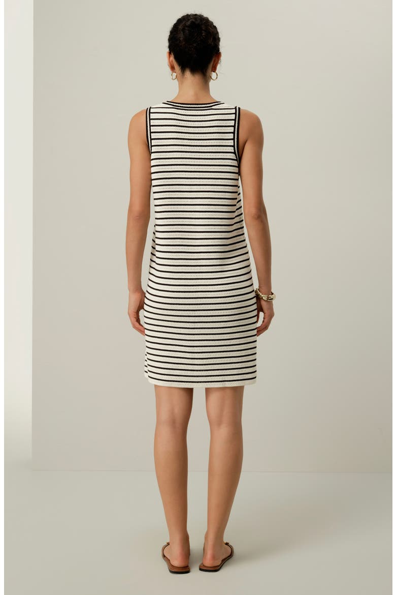 Women's Toscana Striped Pointelle Dress, Alternate, color, White With Black Stripes