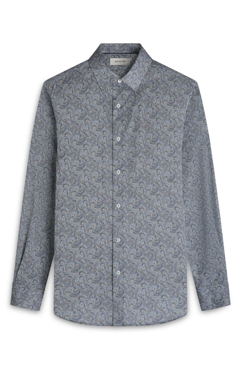 Bugatchi Julian Shaped Fit Paisley Stretch Cotton Button-Up Shirt, Alternate, color, Taupe