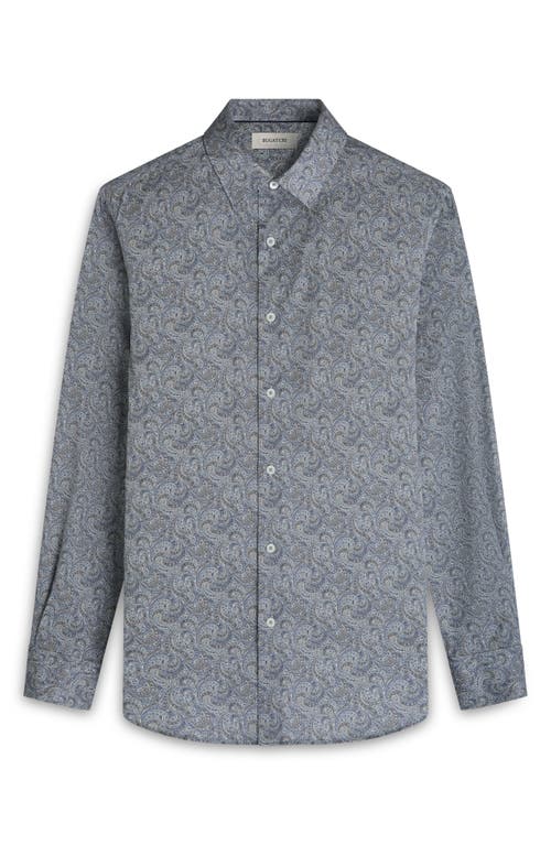 Bugatchi Julian Shaped Fit Paisley Stretch Cotton Button-up Shirt In Gray