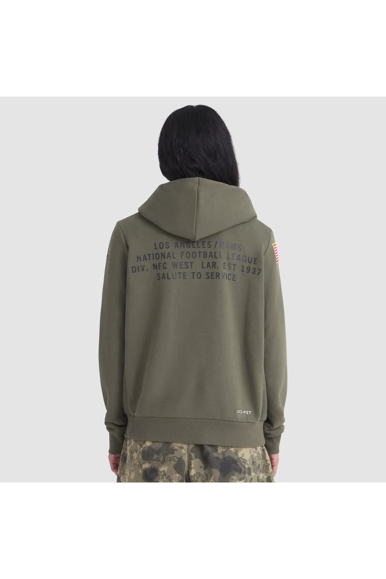 Women's Nike Olive Los Angeles Rams 2025 Salute to Service Sideline Standard Issue Dri-FIT Hoodie, Alternate, color, Olive