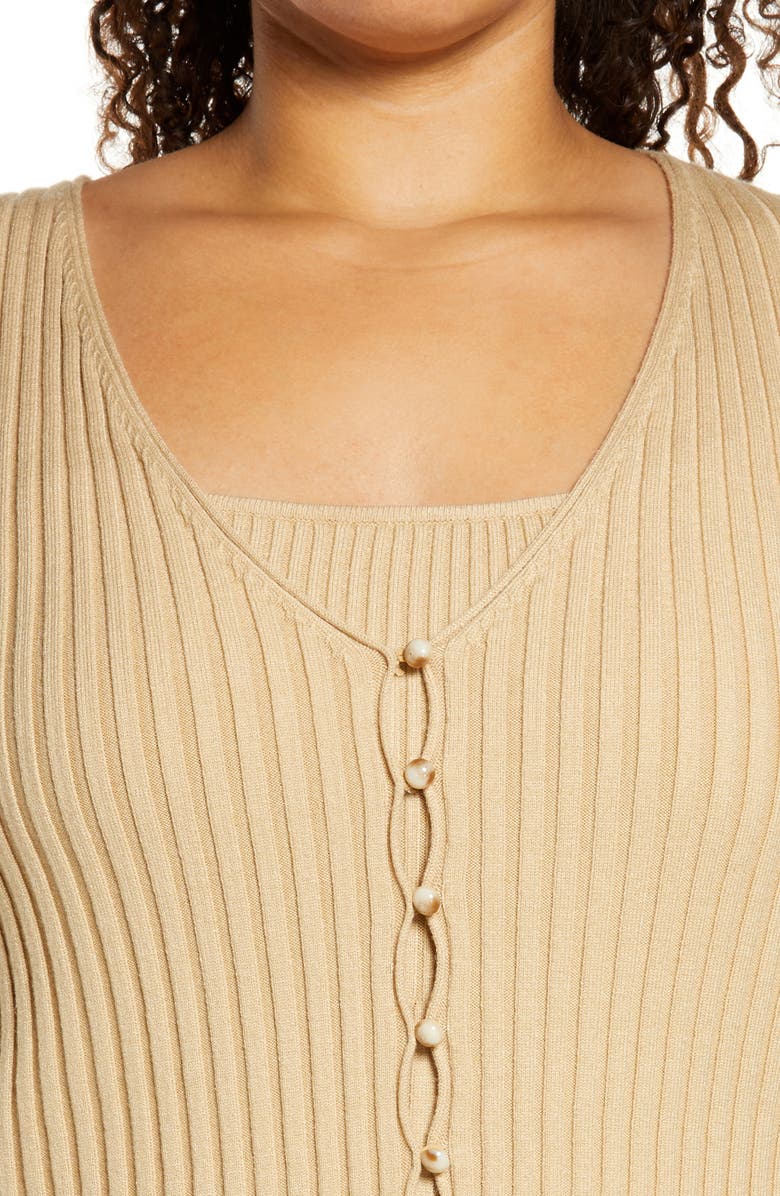 WAYF Frenchie Rib V-Neck Cardigan, Alternate, color,