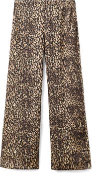 MANGO Leopard Print Satin Straight Leg Jeans