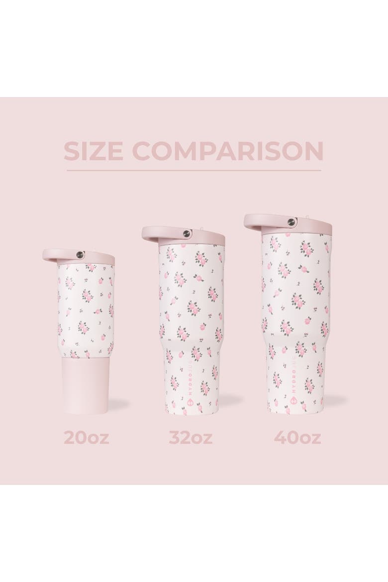 Sport Insulated Stainless Steel Water Bottle with Flip Straw and Swivel Handle for Gym & Outdoors, Alternate, color, Wildrose