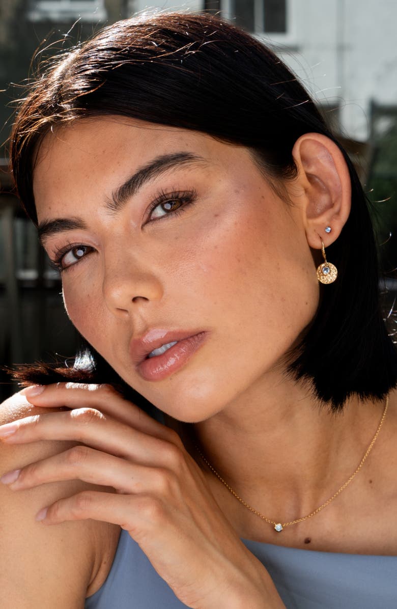 Dower & Hall Aquamarine Round Dewdrop Pendant, Alternate, color, Yellow Gold Vermeil