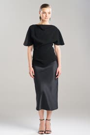 Natori Stretch Crepe Asymmetric Draped Top