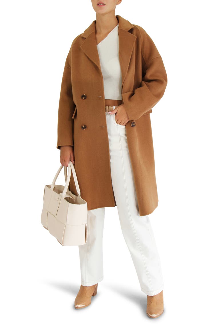 Amnesia Oversized Wool Blend Coat, Alternate, color, CAMEL