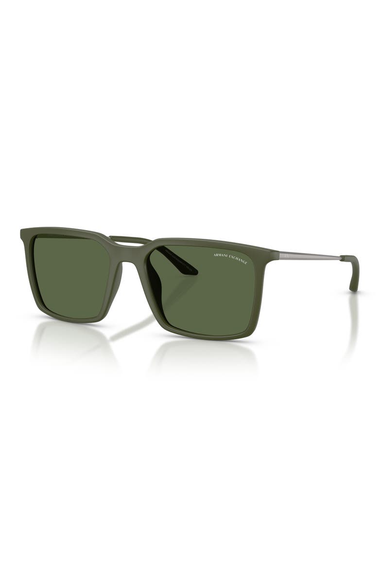 55mm Square Sunglasses, Alternate, color, MATTE GREEN / DARK GREEN