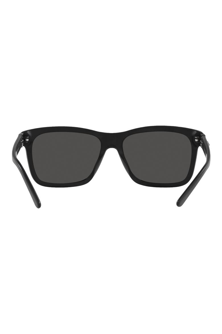 57mm Rectangular Sunglasses, Alternate, color, MATTE BLACK / DARK GREY