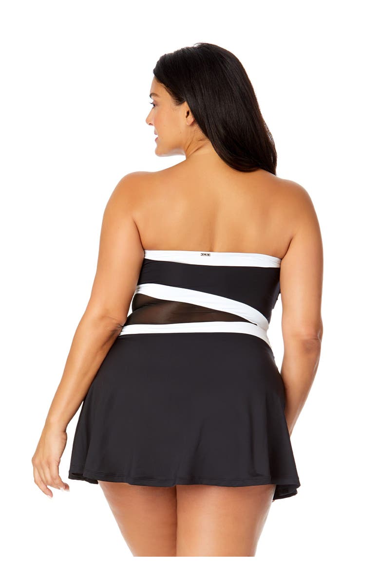 Anne Cole Plus Women's Plus Mesh Around Paneled Strapless Mesh Swim Dress, Alternate, color, Black