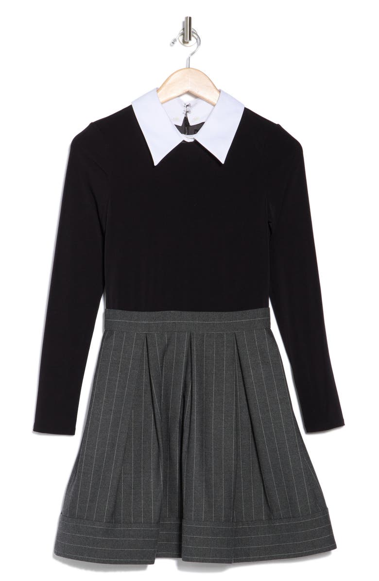 Alice + Olivia Chara Long Sleeve Mixed Media Dress, Alternate, color,