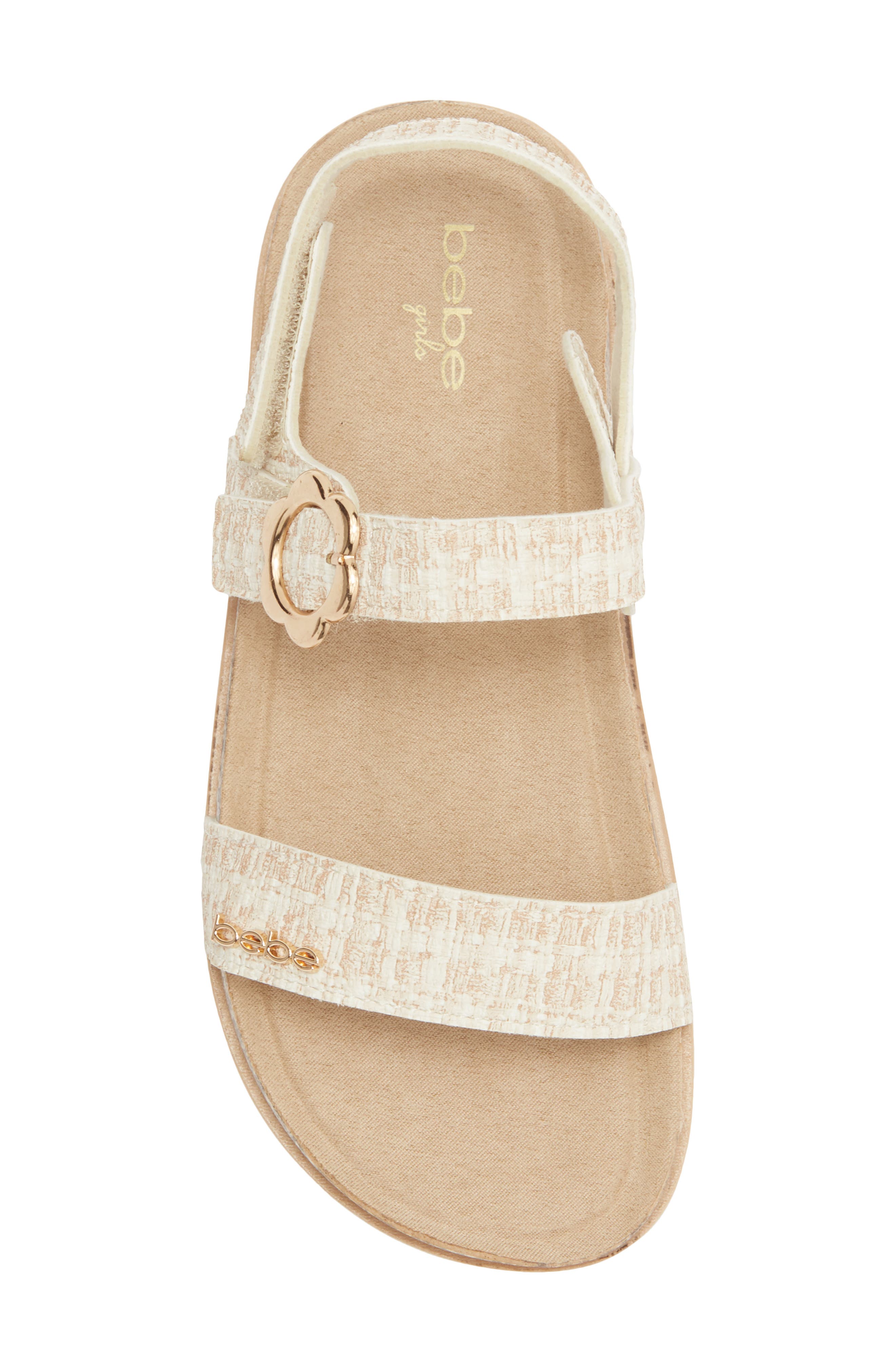 bebe Kids' Double Strap Footbed Sandal, Alternate, color, Tan
