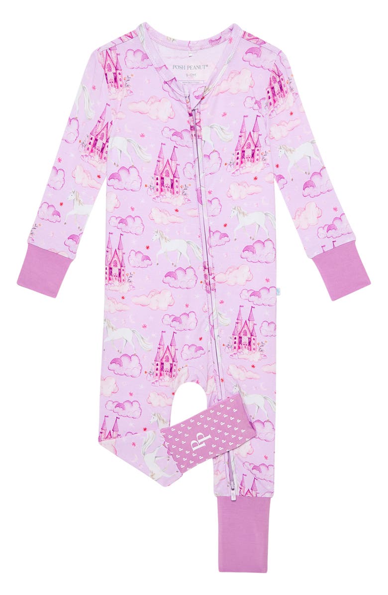 Posh Peanut Smiles Fitted Convertible Footie Pajamas, Main, color,