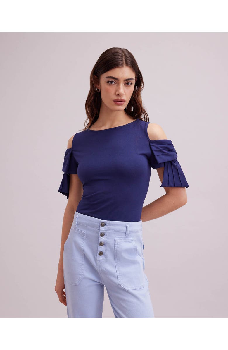 Anne Fontaine Myrtille Jersey Cotton Top, Main, color, Dark Navy