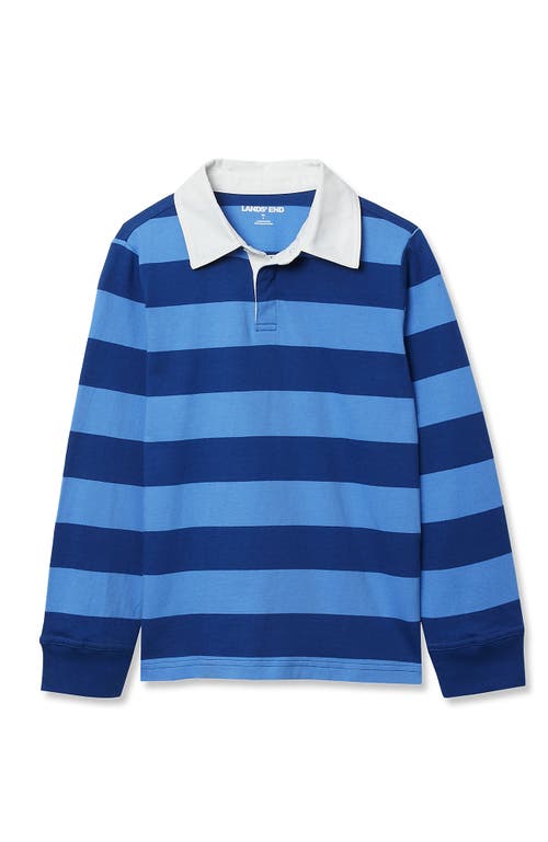 Lands' End Boys Long Sleeve Collared Rugby Shirt In Blue
