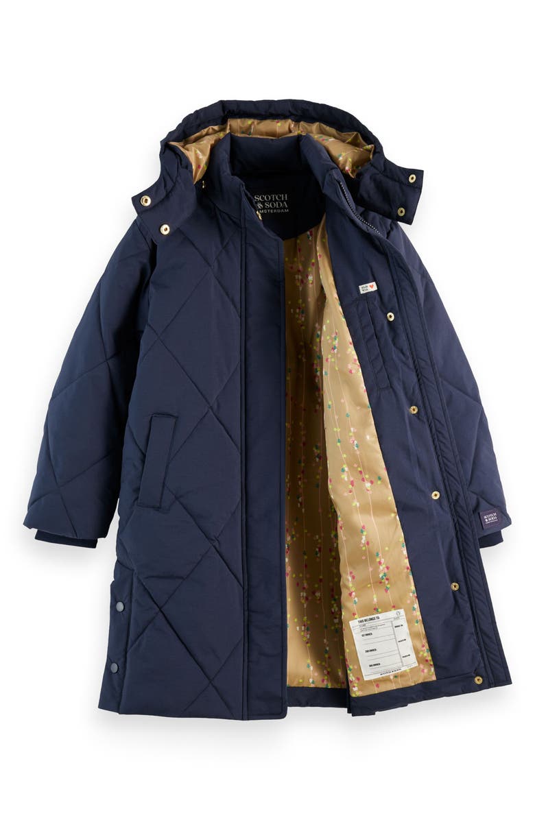 Scotch & Soda Kids' Insulated Hooded Puffer Coat, Alternate, color, Sky Captain