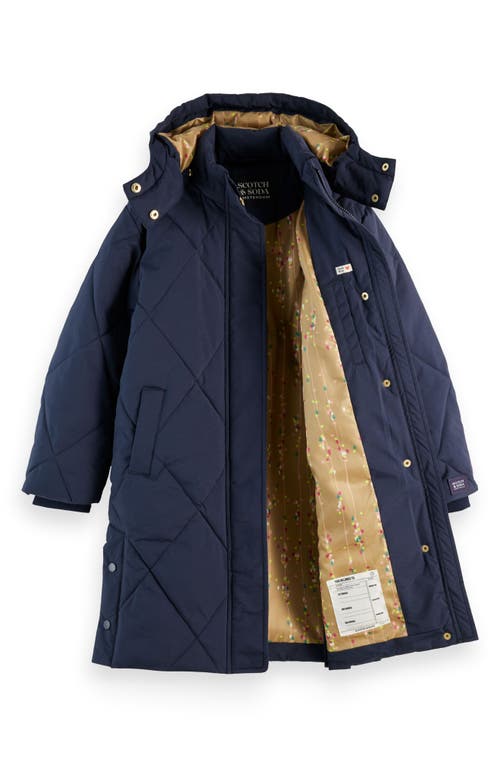 Scotch & Soda Kids' Insulated Hooded Puffer Coat In Blue