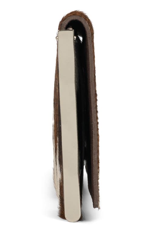 Jeffrey Campbell Genuine Calf Hair Clutch In Tan White Cow Silver