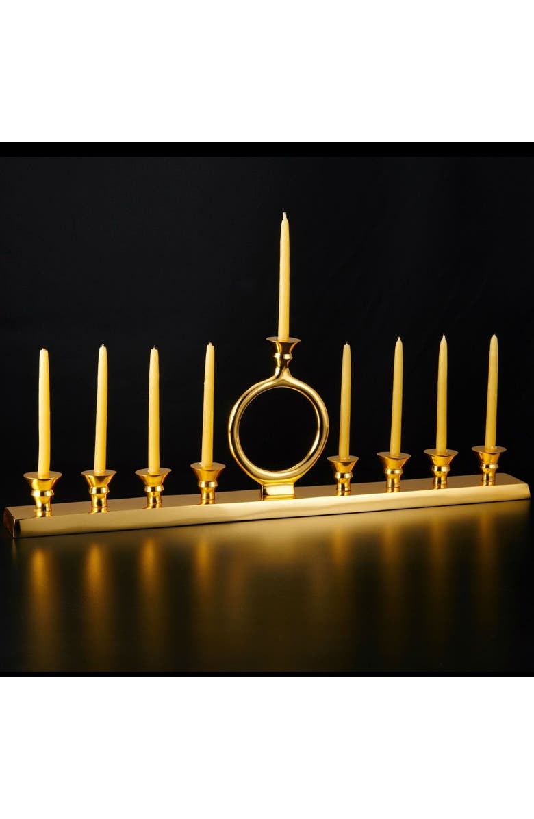 Lunares O Menorah Candleholder Gold, Alternate, color, Gold