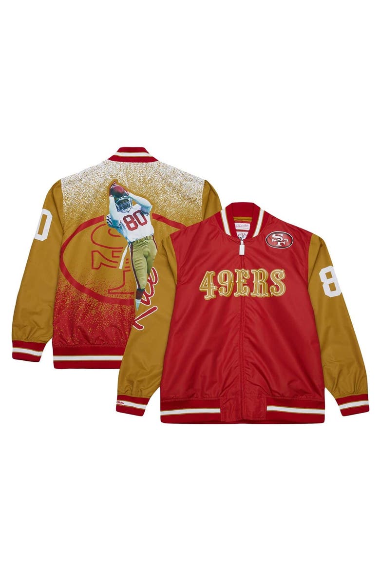 Mitchell & Ness Men's Mitchell & Ness Jerry Rice Scarlet San Francisco 49ers Retired Player Graphic Full-Zip Satin Jacket, Main, color, Scarlet