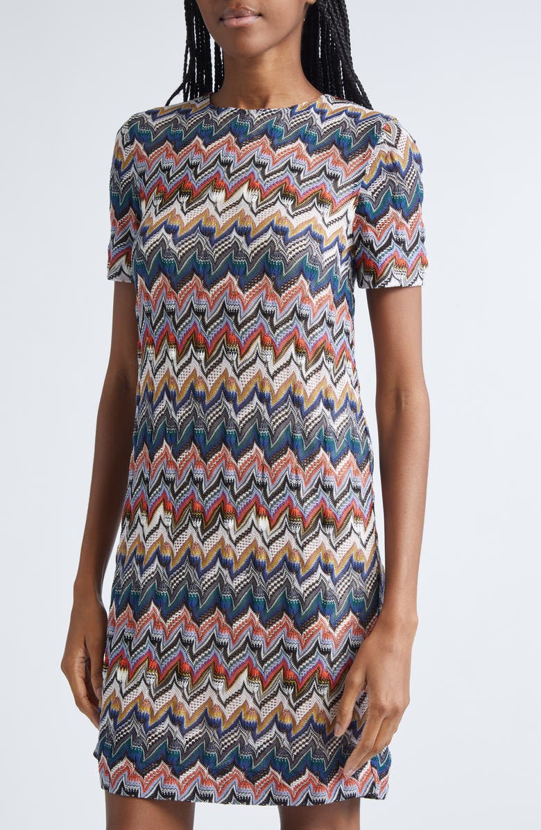 Missoni Zigzag T-Shirt Sweater Dress, Alternate, color, Blue Multicolor Tones